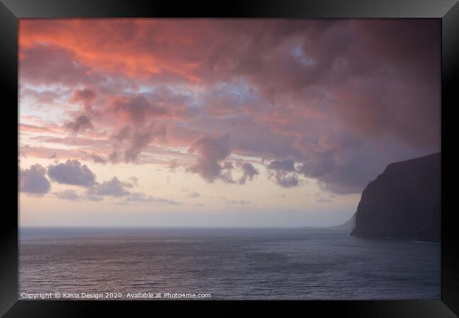 Soft Sunset Hues at Los Gigantes Cliffs Framed Print by Kasia Design