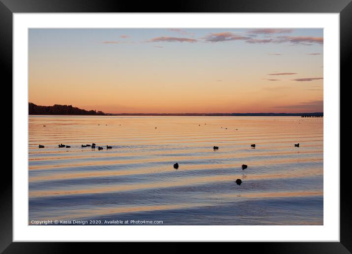 Sunset Reflections, Lake Chiem, Bavaria, Germany Framed Mounted Print by Kasia Design