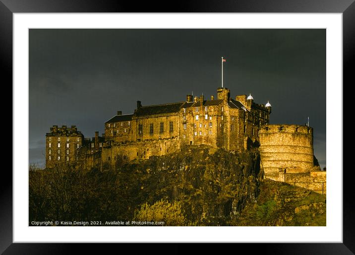 Edinburgh Castle in November Light Framed Mounted Print by Kasia Design