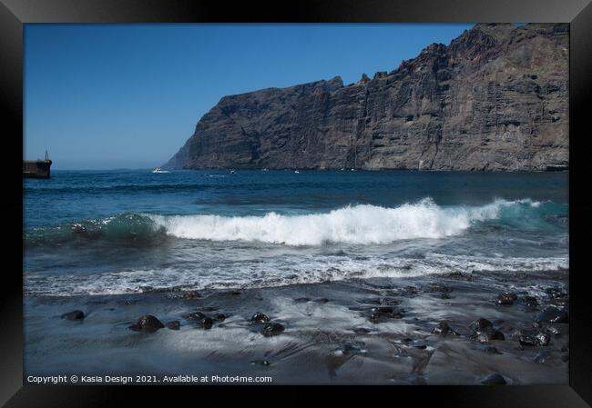 Los Gigantes Beach and Cliffs, Tenerife, Spain Framed Print by Kasia Design