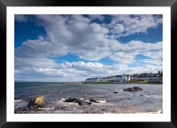 Port Charlotte across the Bay, Islay Framed Mounted Print by Kasia Design