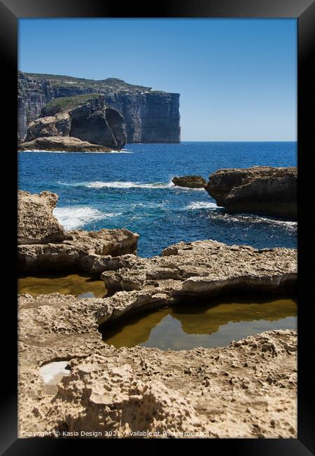 Fungus Rock and Sanap Cliffs, Gozo Framed Print by Kasia Design