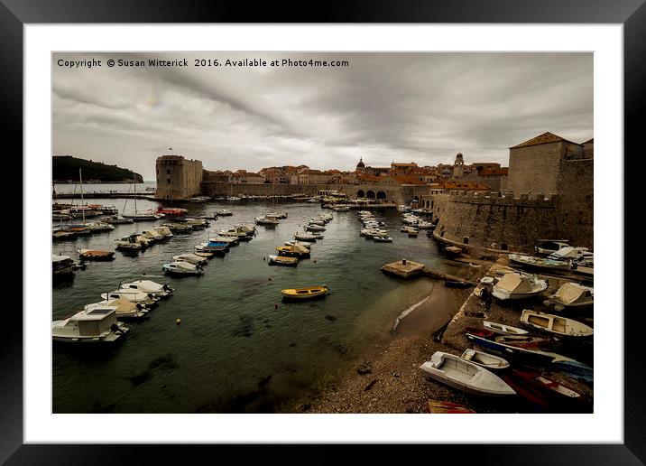 Dubrovnik - The Old Harbour Framed Mounted Print by Susan Witterick