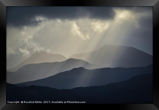 Sunbeams and Mountains Framed Print by Rosalind White