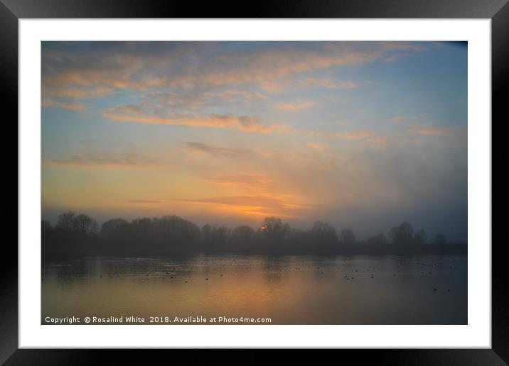 Tring Reservoirs Misty Sunset Framed Mounted Print by Rosalind White
