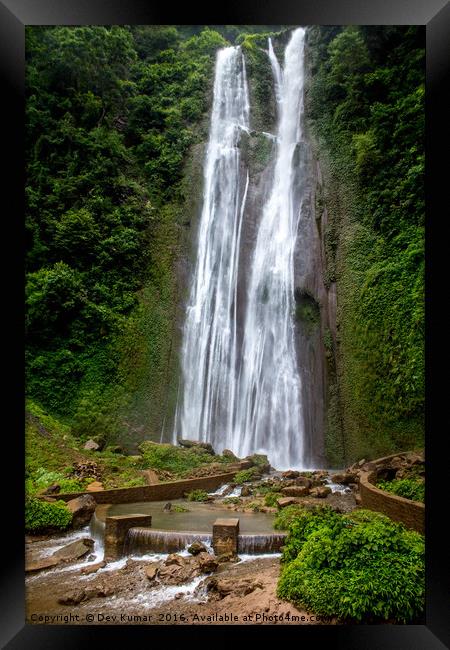 Long Waterfall Framed Print by Dev Kumar