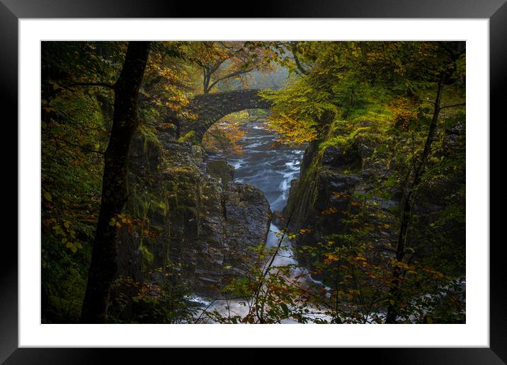 The bridge at the Hermitage, Perthshire Framed Mounted Print by Clive Ashton