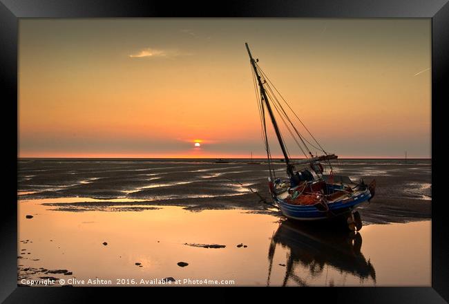 Sunset at Meols Framed Print by Clive Ashton