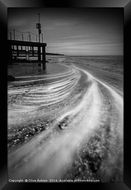 Swirls around the jetty Framed Print by Clive Ashton