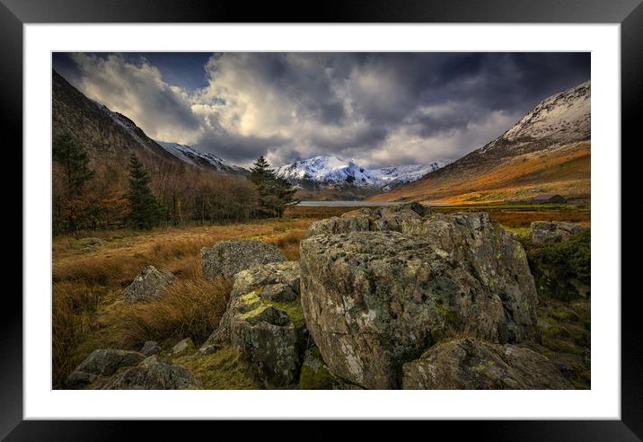 Looking down the Ogwen valley Framed Mounted Print by Clive Ashton