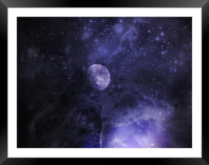 Moon and Stars Framed Mounted Print by Martine Boer - Reid