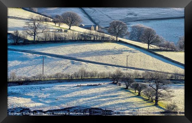 Under Derwent Edge in an early frost Framed Print by Chris Drabble