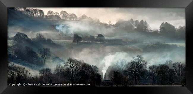 Morning mist in the Derwent Valley.  Framed Print by Chris Drabble