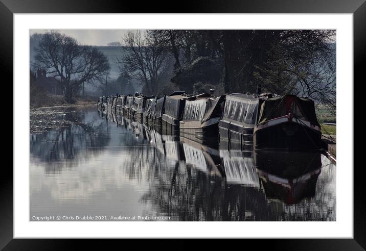Narrow Boats on Chesterfield Canal Framed Mounted Print by Chris Drabble