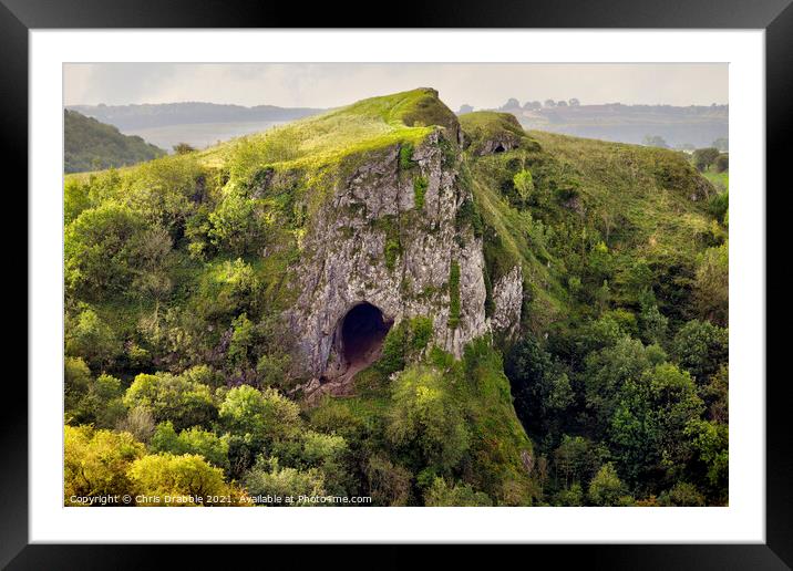 Thor's Cave  in early Autumn light Framed Mounted Print by Chris Drabble
