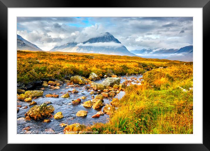 Buchaille Etive Mor in the light of dawn Framed Mounted Print by Chris Drabble