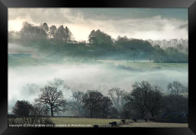 Morning mist in the Derwent Valley Framed Print by Chris Drabble