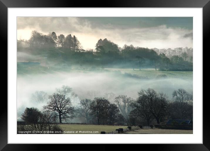 Morning mist in the Derwent Valley Framed Mounted Print by Chris Drabble