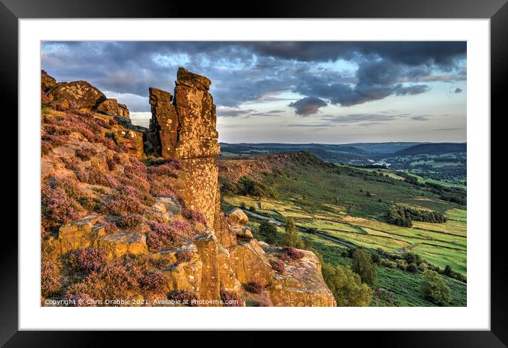 The Pinnacle Stone at sunset Framed Mounted Print by Chris Drabble