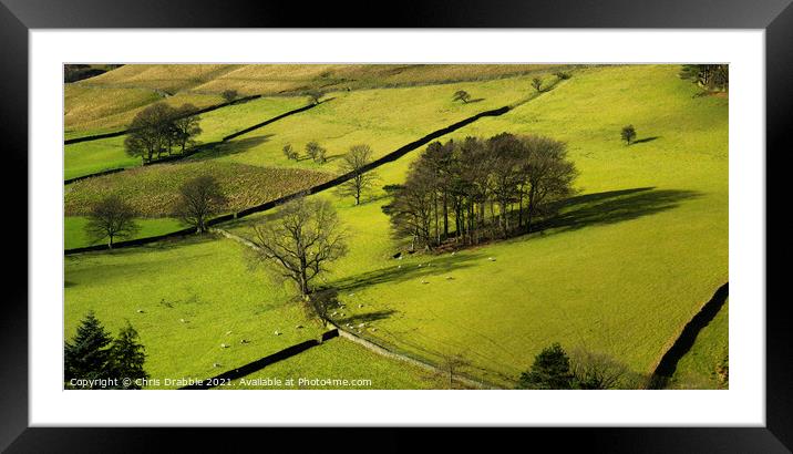 Intake fields, Kinder Scout Framed Mounted Print by Chris Drabble