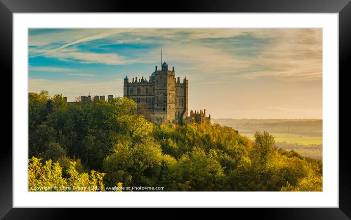 Bolsover Castle in sunset light Framed Mounted Print by Chris Drabble