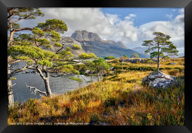 Slioch from the Loch Maree  Framed Print by Chris Drabble