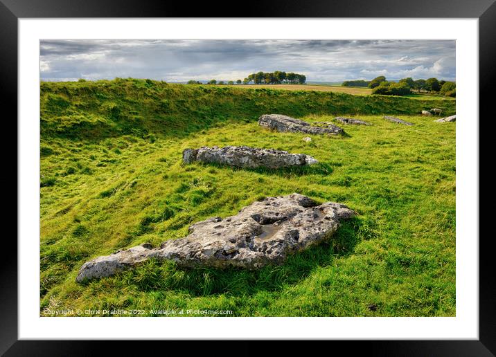 Arbor Low in late summer Framed Mounted Print by Chris Drabble