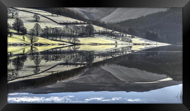 Ladybower reflections Framed Print by Chris Drabble