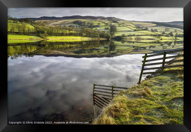 Reflections on Ladybower Reservior Framed Print by Chris Drabble