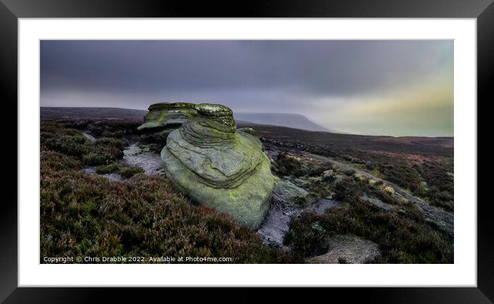 Mad Woman Stone, Kinder Scout Framed Mounted Print by Chris Drabble