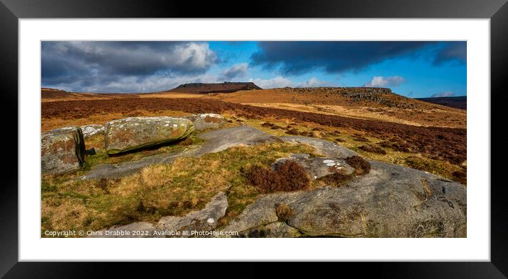 Carl Wark under storm clouds Framed Mounted Print by Chris Drabble