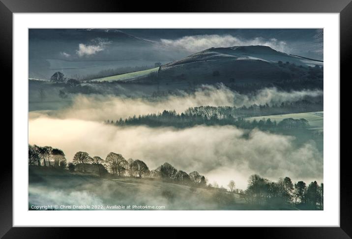 Morning mist in the Derwent Valley Framed Mounted Print by Chris Drabble