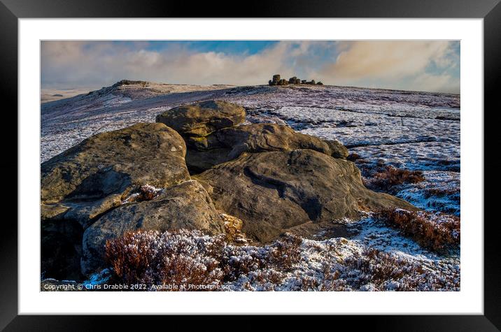 On Derwent Edge in Winter Framed Mounted Print by Chris Drabble