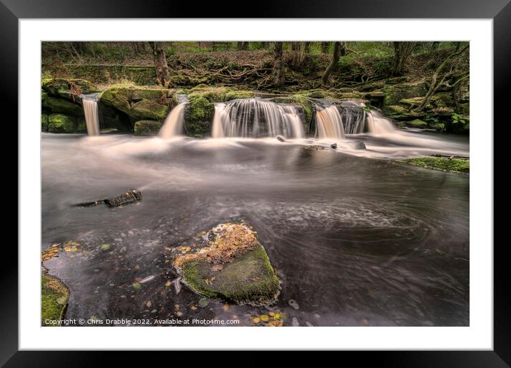 Yorkshire Bridge Waterfall Framed Mounted Print by Chris Drabble