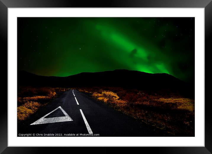 On the road to the Aurora Borealis Framed Mounted Print by Chris Drabble
