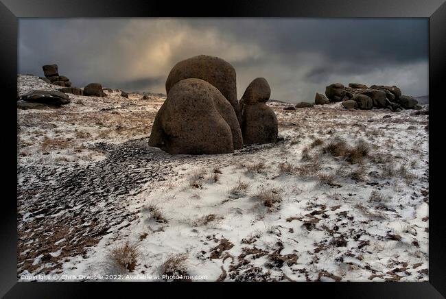 The Snail Stone in Winter Framed Print by Chris Drabble