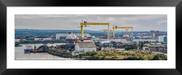 Samson and Goliath in evening light Framed Mounted Print by Chris Drabble