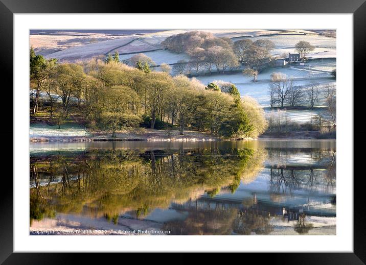 Winter reflections on Ladybower Framed Mounted Print by Chris Drabble