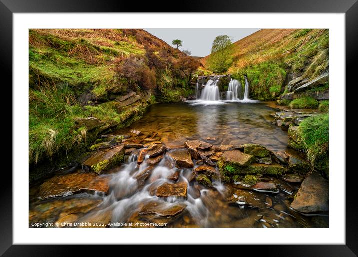 Fairbrook Waterfall Framed Mounted Print by Chris Drabble