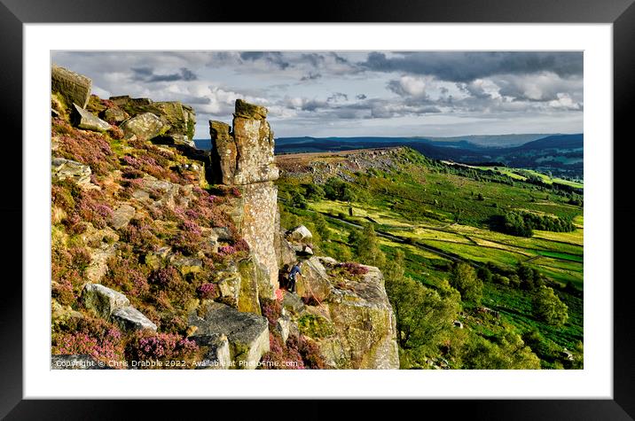 Belaying at the Pinnacle Stone Framed Mounted Print by Chris Drabble