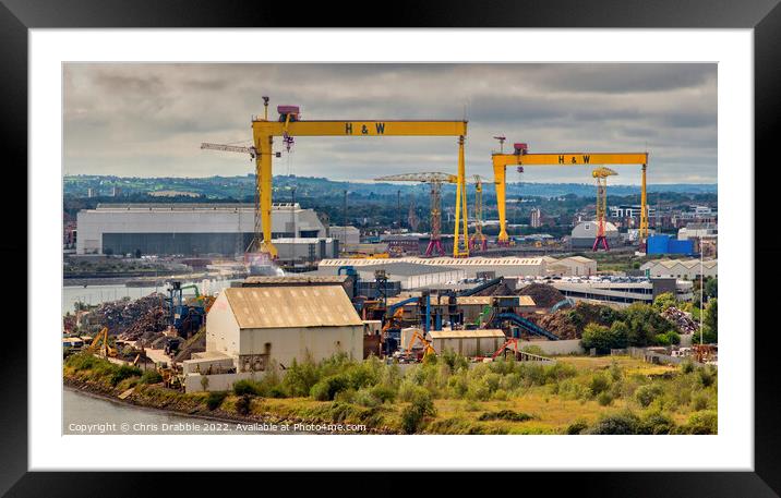 Samson and Goliath, Belfast Framed Mounted Print by Chris Drabble