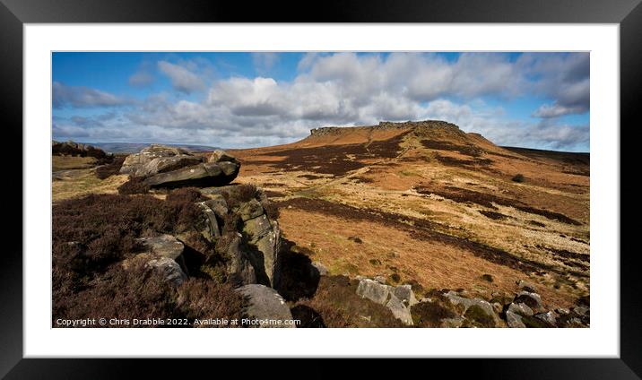 Looking over to Higger Tor from Carl Wark (9) Framed Mounted Print by Chris Drabble