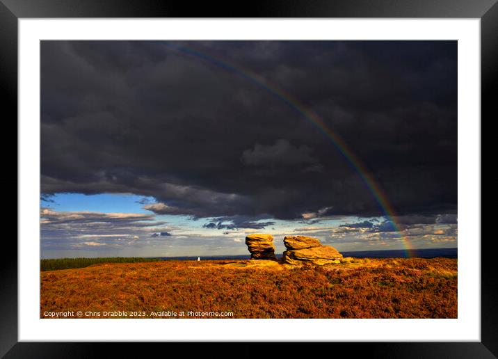 The Ox Stones caught in storm light. Framed Mounted Print by Chris Drabble