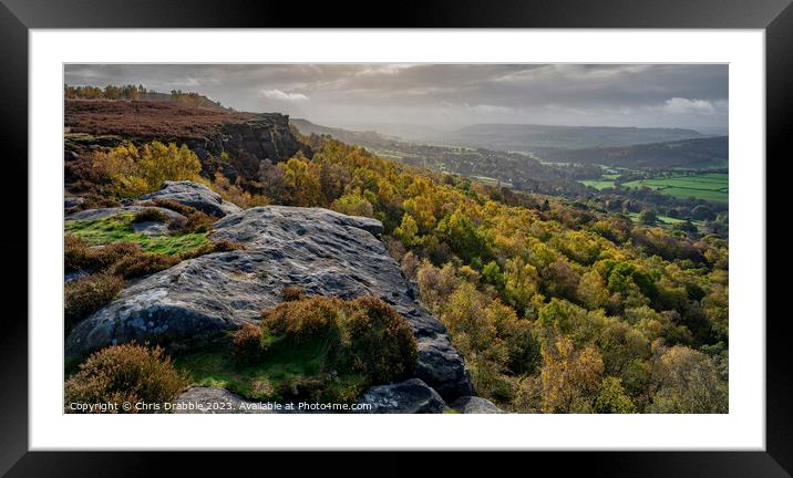 Froggatt Edge in Autumn Framed Mounted Print by Chris Drabble