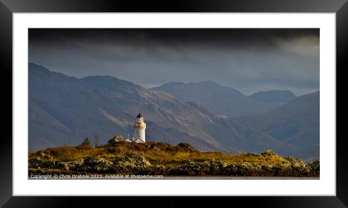 Isle Ornsay Lighthouse in Autumn light Framed Mounted Print by Chris Drabble