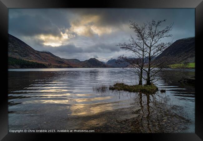Crummock Water ripples at dawn Framed Print by Chris Drabble