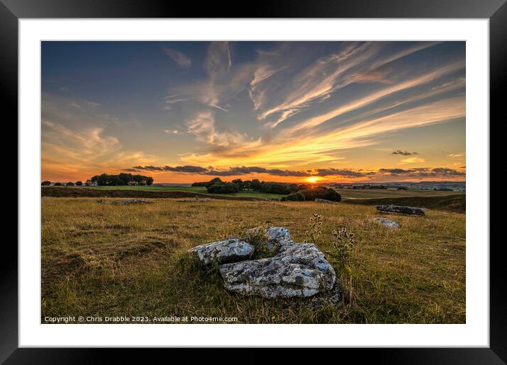 Arbor Low sunset (1) Framed Mounted Print by Chris Drabble