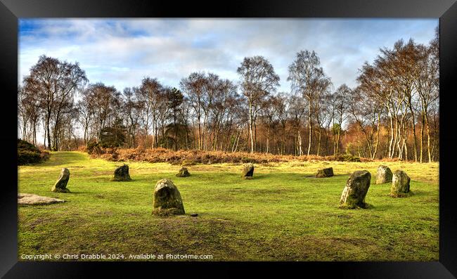 The Nine Ladies Stone Circle Framed Print by Chris Drabble