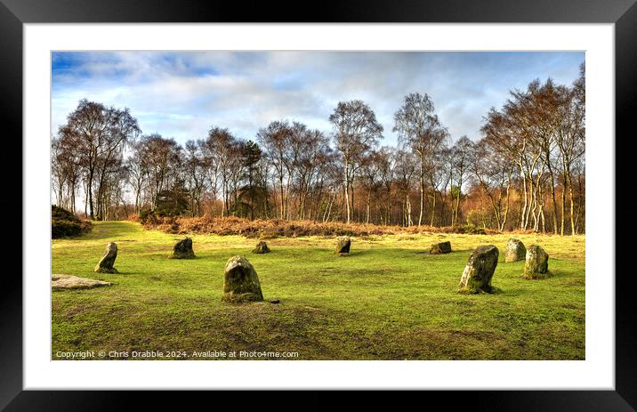 The Nine Ladies Stone Circle Framed Mounted Print by Chris Drabble