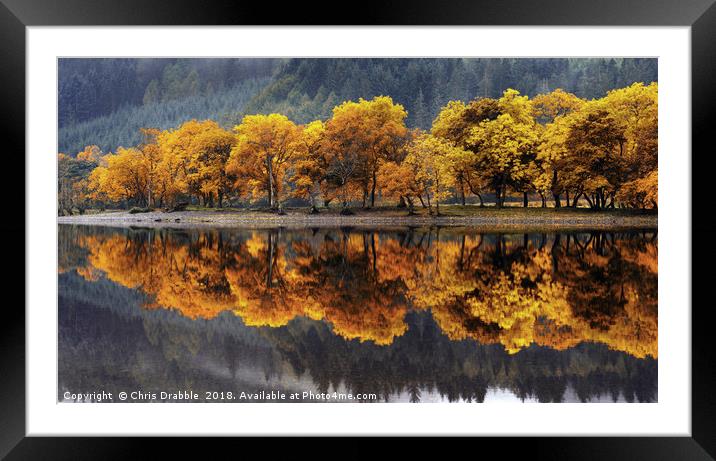 Autumn colours on Loch Lubnaig Framed Mounted Print by Chris Drabble